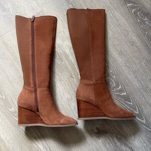 Nydj 7.5 Brown Knee-High Boots with Wedge Heel new
